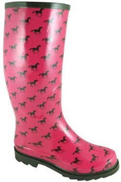 rubber boots with horse print
