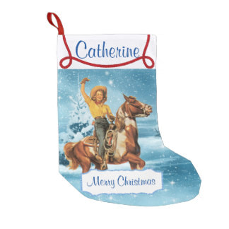 vintage cowgirl western Christmas stocking