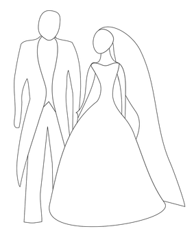 bride and groom coloring page