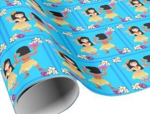 hula girl design wrapping paper