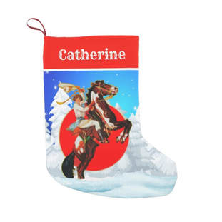 Vintage western cowgirl on horse Christmas stocking