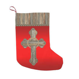 western barnwood cross Christmas stocking