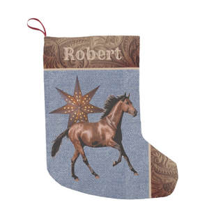western Christmas stocking horse and faux leather print