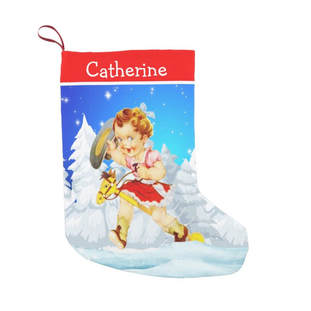 cowgirl on stick horse Christmas stocking