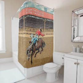 WESTERN cowboy bronc rider shower curtain