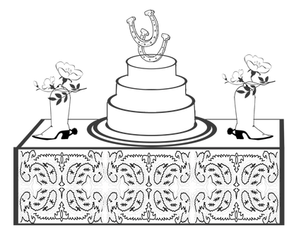 western wedding cake and table to color