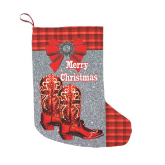 Red cowboy boots Christmas stocking