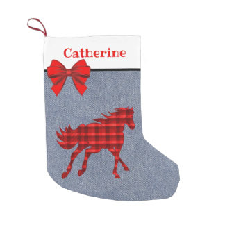 Red Plaid horse Christmas stocking