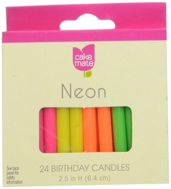 neon birthday cake candles