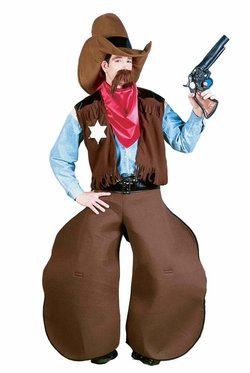 Mens Brown & White Cowboy Wild West Rodeo Fancy Dress Costume Adults Outfit