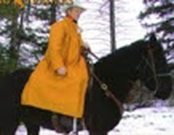 cowboy wearing western rain slicker