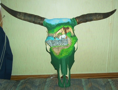 painted cow skull