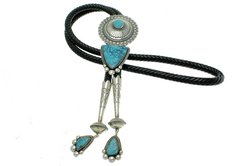 bolo tie turquoise inlay