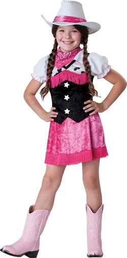 pink and black fringed cowgirl outfit