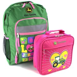 Pink John Deere Backpack set