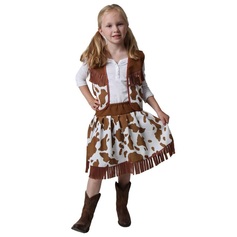 cow print western costume skirt and vest for girls