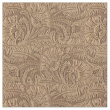 brown tooled eather print fabric