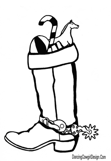 Cowboy boot Christmas stocking coloring page