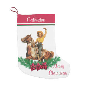 vintage western cowgirl on horse Christmas stocking