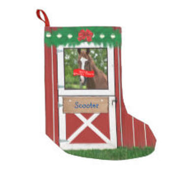 Barn door Christmas stocking with photo