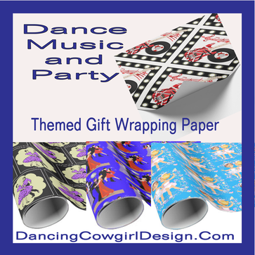 dance party and music themed gift wrapping paper