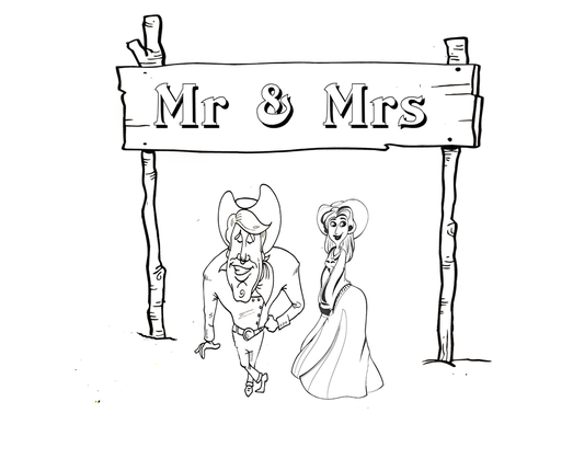 western wedding coloring page