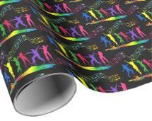 neon colors dancers wrapping paper