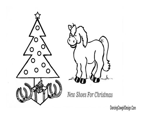 horse and Christmas tree coloring page