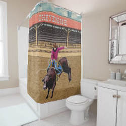 western cowboy bull riding shower curtain