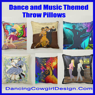 Dance and music print throw pillows