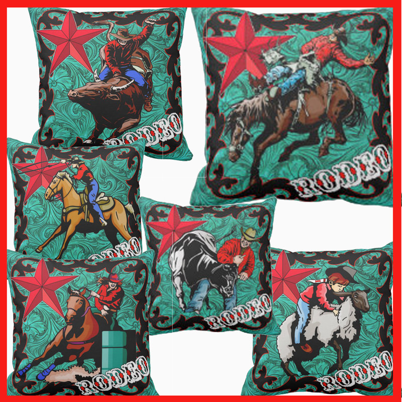 western throw pillows rodeo events