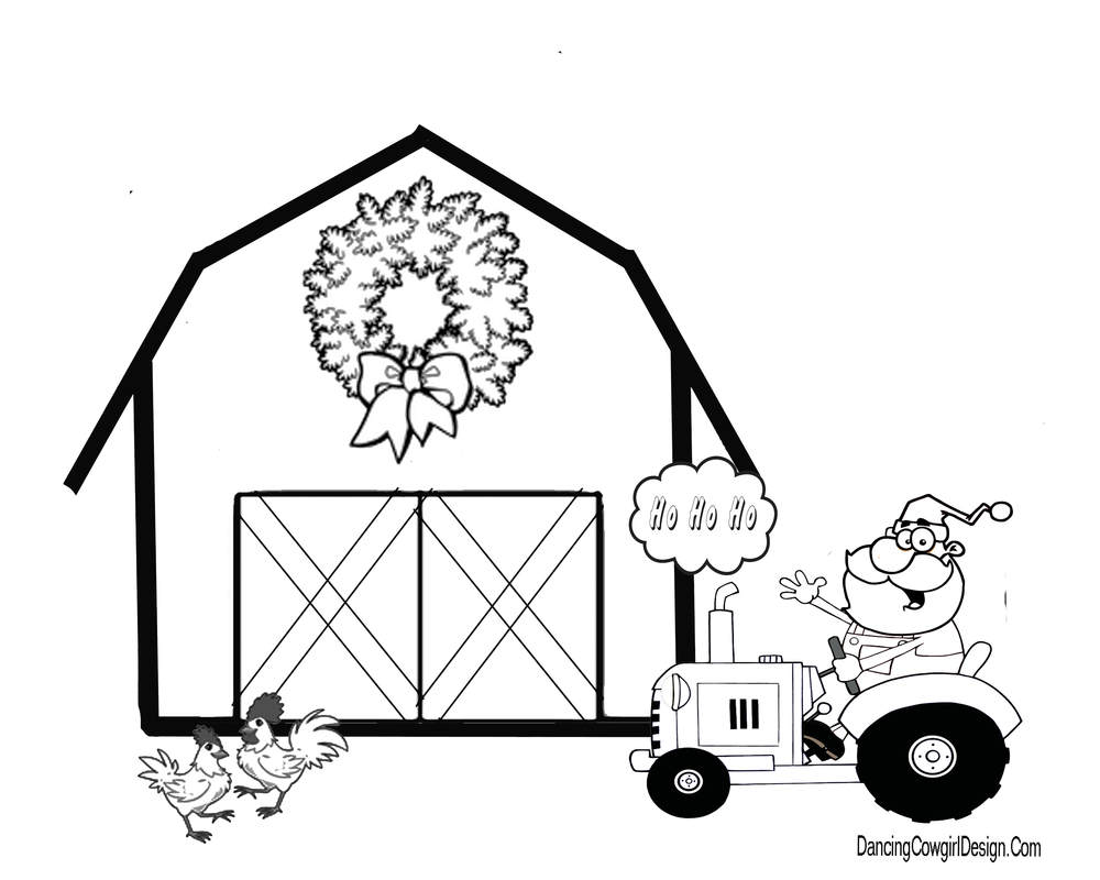 Santa on tractor coloring page