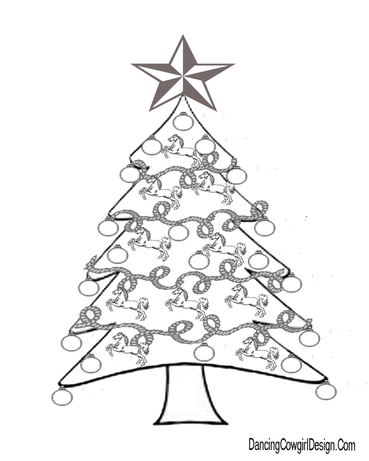 western Christmas tree coloring page